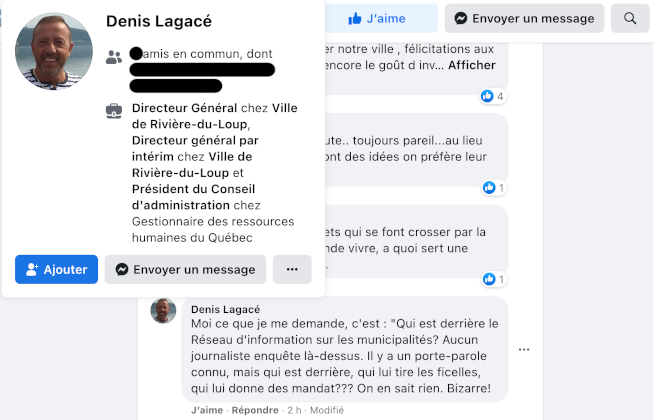 Commentaire de Denis Lagacé sur Facebook